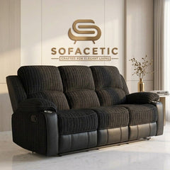 Rio Jumbo Recliner Sofa black Set