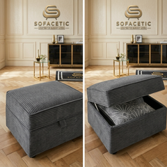 Storage Footstool in Jumbo Cord Fabric