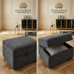 Storage Footstool in Chenille Fabric