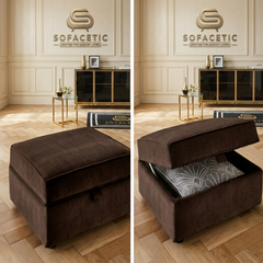 Storage Footstool in Plush Velvet Fabric