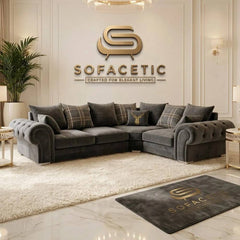 Brixa Plush Velvet Fabric Modern Sofa Set