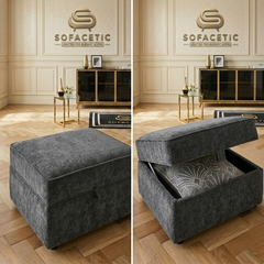Storage Footstool in Chenille Fabric