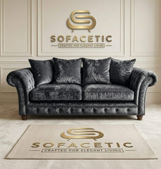 Juxen Crush Velvet Designer Sofa Set