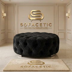 Premium Footstool in Chenile Fabric