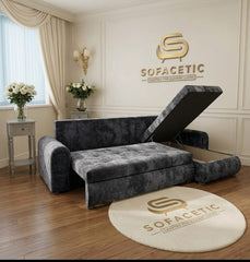 Napnest Crush Velvet Corner Sofa Bed