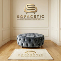 Premium Footstool in Plush Velvet Fabric