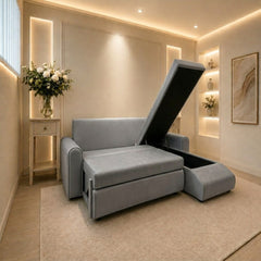Napnest Plush Velvet Corner Sofa Bed
