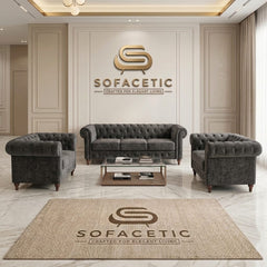 Olympia Chesterfield Chenile Sofa Set