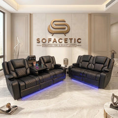 Orlando Recliner Sofa Black Set