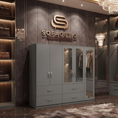 5 Door Grey color Wardrobe