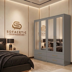 4 Door Grey Color Wardrobe