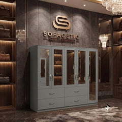 5 Door Grey color Wardrobe