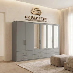 6 Door Grey color Wardrobe