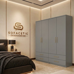 4 Door Grey Color Wardrobe