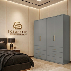 4 Door Grey Color Wardrobe