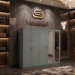 5 Door Grey color Wardrobe
