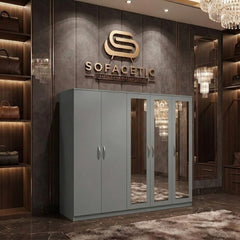 5 Door Grey color Wardrobe