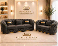 Madrid Naples Fabric Chesterfield Sofa Set