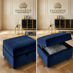 Storage Footstool in Plush Velvet Fabric