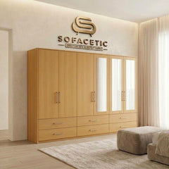 6 Door Oak color Wardrobe