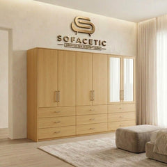 6 Door Oak color Wardrobe