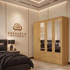 4 Door Oak Color Wardrobe