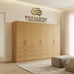 6 Door Oak color Wardrobe