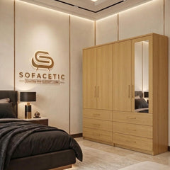 4 Door Oak Color Wardrobe