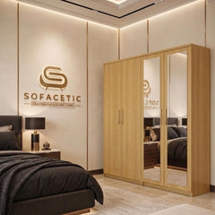 4 Door Oak Color Wardrobe