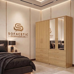 4 Door Oak Color Wardrobe