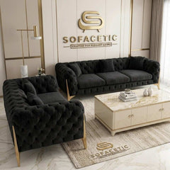 Italian Chenille Fabric Chesterfield Sofa Set