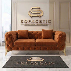 Italian Plush Velvet Fabric Chesterfield Sofa Set