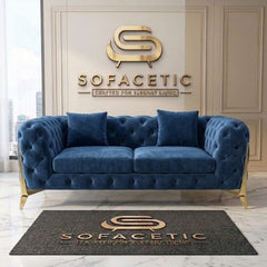 Italian Plush Velvet Fabric Chesterfield Sofa Set