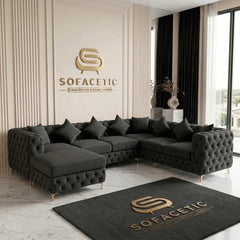 Italian Chenille Fabric Chesterfield Sofa Set