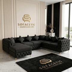 Italian Chenille Fabric Chesterfield Sofa Set