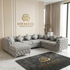 Italian Chenille Fabric Chesterfield Sofa Set