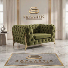 Italian Plush Velvet Fabric Chesterfield Sofa Set