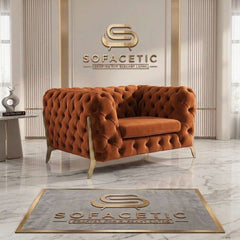 Italian Plush Velvet Fabric Chesterfield Sofa Set