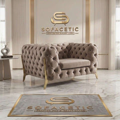 Italian Plush Velvet Fabric Chesterfield Sofa Set