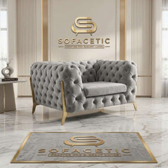 Italian Plush Velvet Fabric Chesterfield Sofa Set
