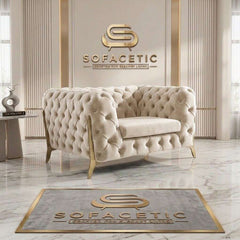 Italian Plush Velvet Fabric Chesterfield Sofa Set