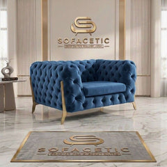 Italian Plush Velvet Fabric Chesterfield Sofa Set