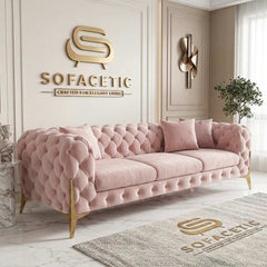 Italian Plush Velvet Fabric Chesterfield Sofa Set