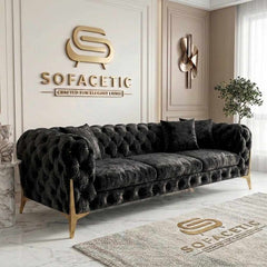Italian Crush Velvet Fabric Chesterfield Sofa Set