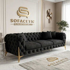 Italian Chenille Fabric Chesterfield Sofa Set