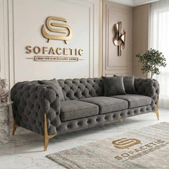 Italian Chenille Fabric Chesterfield Sofa Set