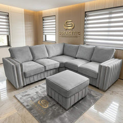 Lilly Plush Velvet Fabric Luxury Sofa Set