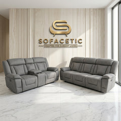 Buenos Fabric Suite Recliner Sofa Grey Set