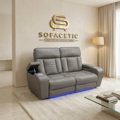 Tuscany Leather Suite Corner Sofa Grey Set