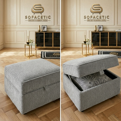 Storage Footstool in Chenille Fabric